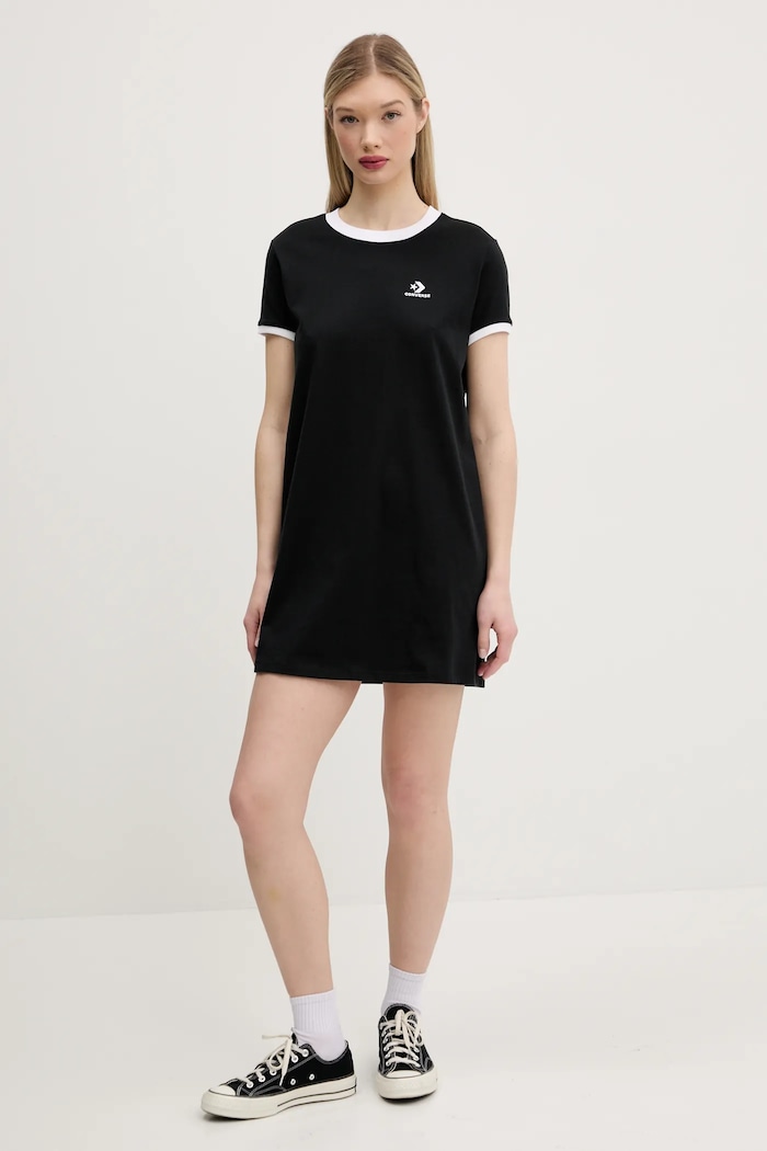 Βαμβακερό φόρεμα Converse 10027377.A02 μαύρο SS25