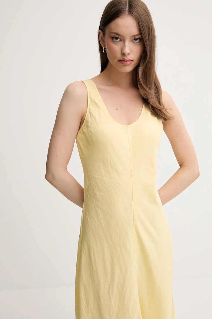 Tommy Hilfiger sukienka lniana żółty WW0WW46171