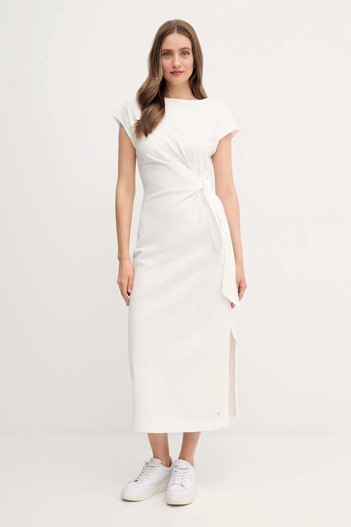 Tommy Hilfiger sukienka bawełniana bawełna beżowy WW0WW45159