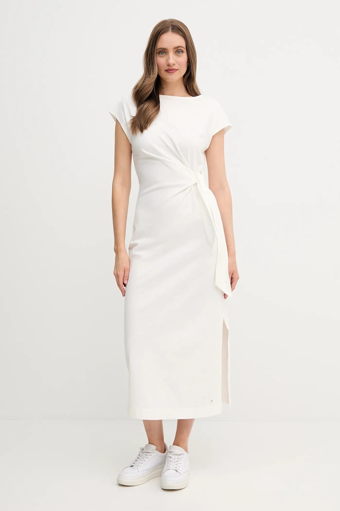 Tommy Hilfiger sukienka bawełniana bawełna beżowy WW0WW45159