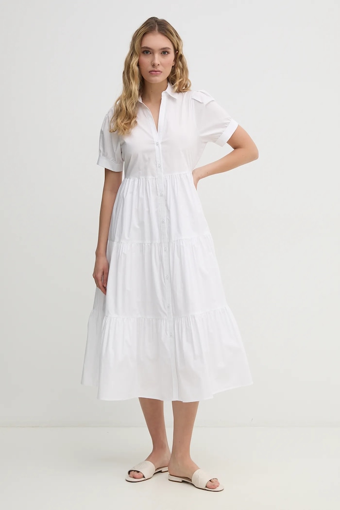 Dkny sukienka bawełniana DJ4D9004 biały SS25