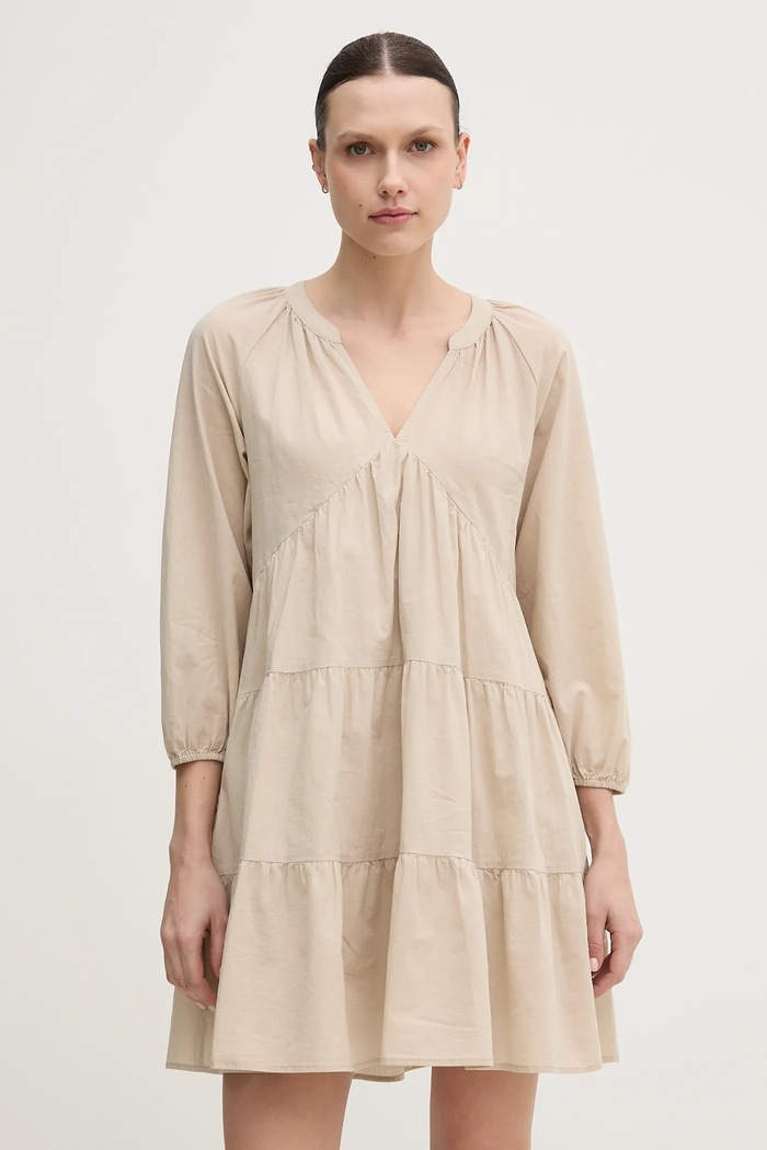 Dkny rochie din bumbac mini bej DJ4D9021