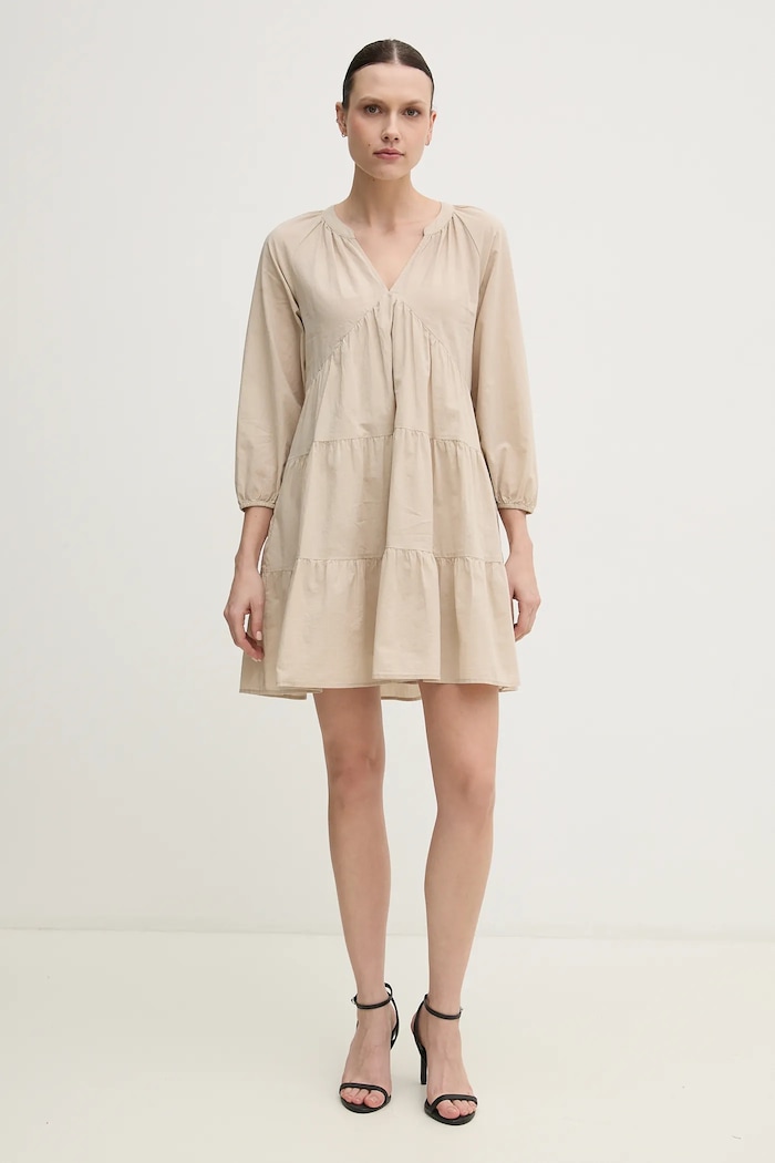 Dkny rochie din bumbac DJ4D9021 bej SS25