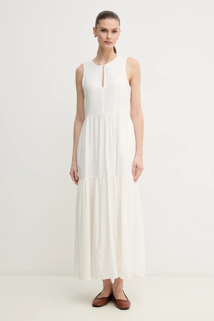 Dkny sukienka lniana DJ5D9059 beżowy SS25