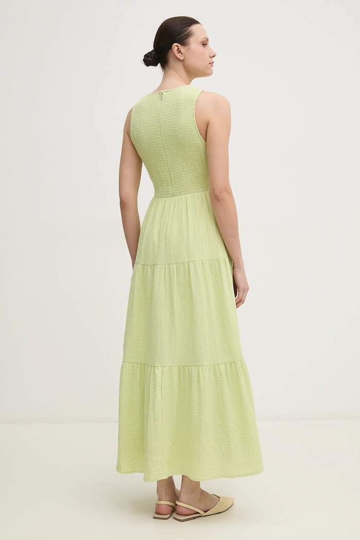 Dkny rochie din bumbac DJ4D9008 verde SS25