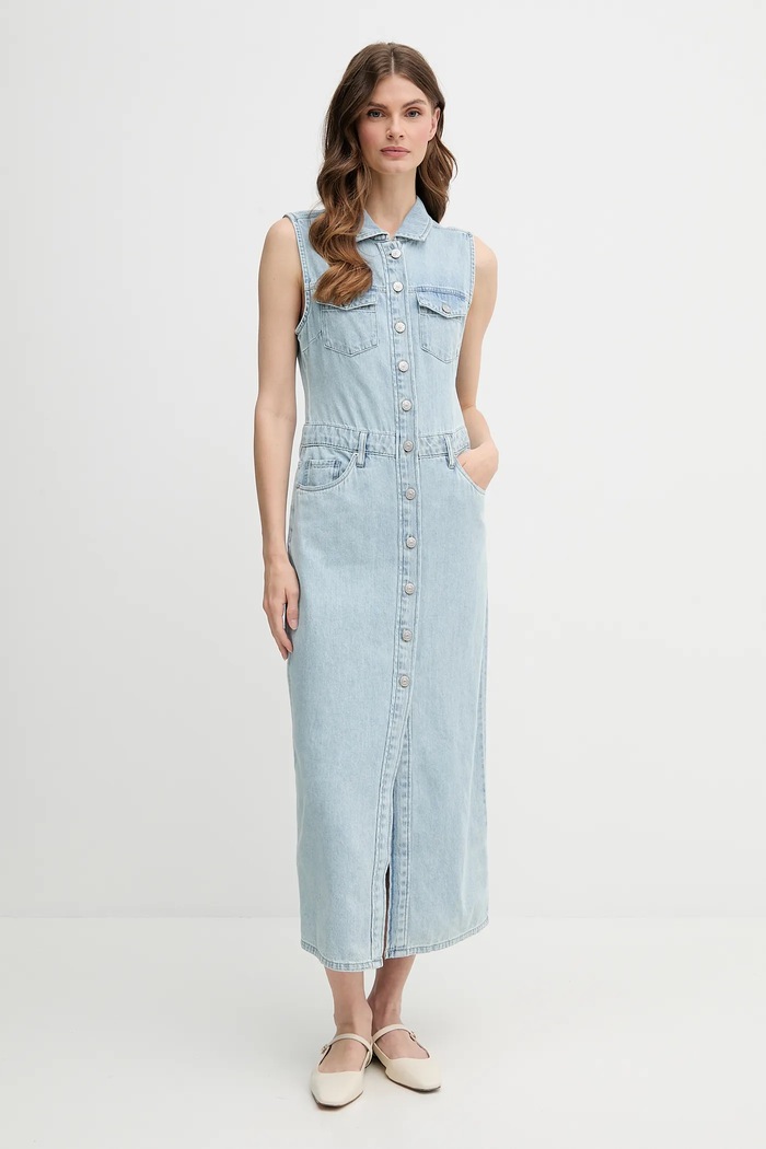 Dkny sukienka bawełna niebieski DJ5D9058
