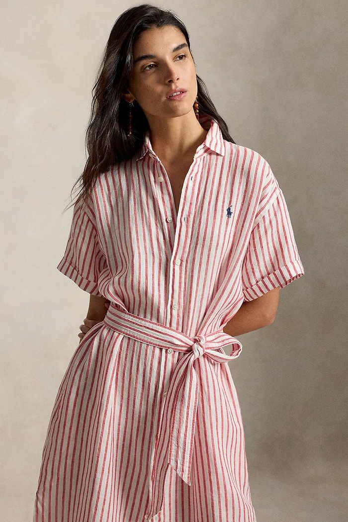 Oblečenie Polo Ralph Lauren košeľové šaty ľanové 211965843 ružová