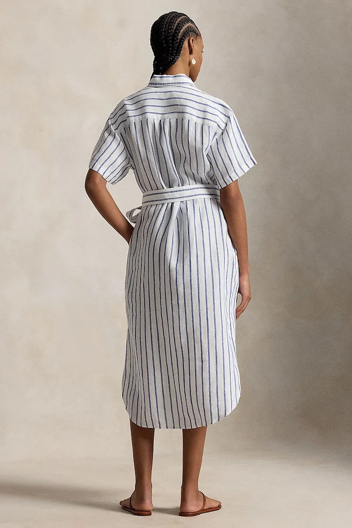 Polo Ralph Lauren košeľové šaty ľanové 211965843 modrá SS26