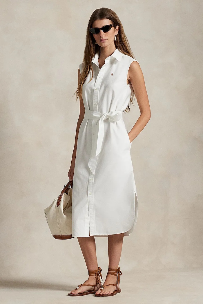 Bombažna obleka Polo Ralph Lauren Raven bela 211965853