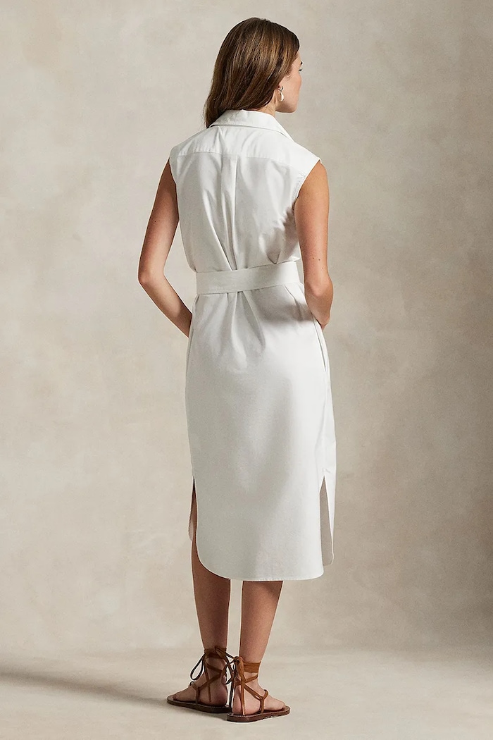 Bombažna obleka Polo Ralph Lauren 211965853 bela SS25