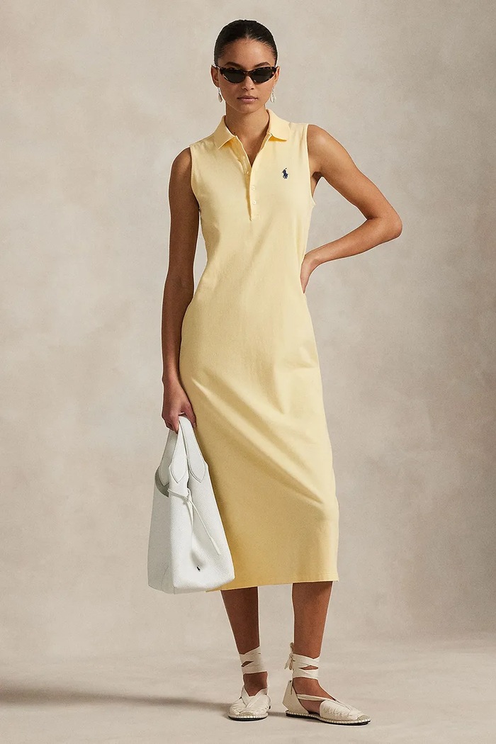 Polo Ralph Lauren sukienka bawełniana bawełna żółty 211968292