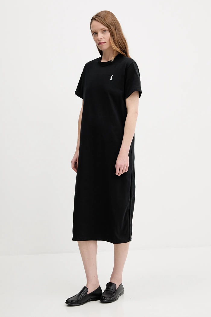 Bavlněné šaty Polo Ralph Lauren 211971066 černá SS25