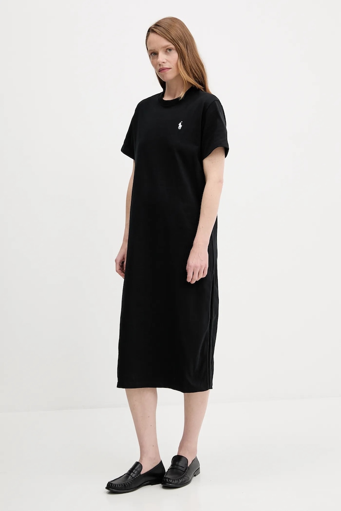 Bavlněné šaty Polo Ralph Lauren 211971066 černá SS25