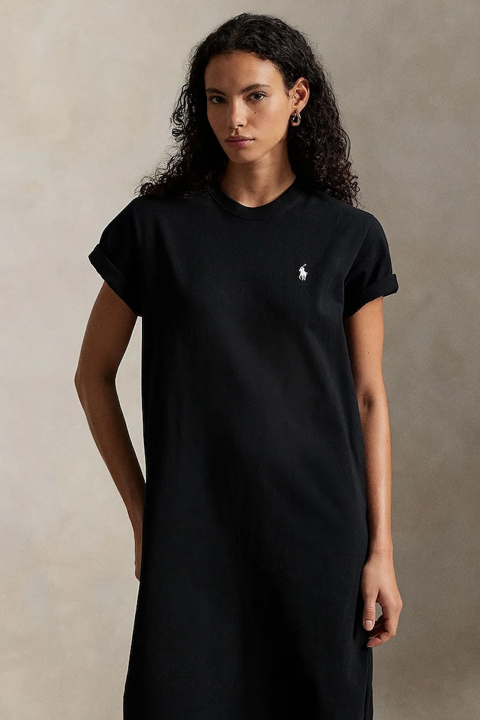 Βαμβακερό φόρεμα Polo Ralph Lauren μαύρο 211971066