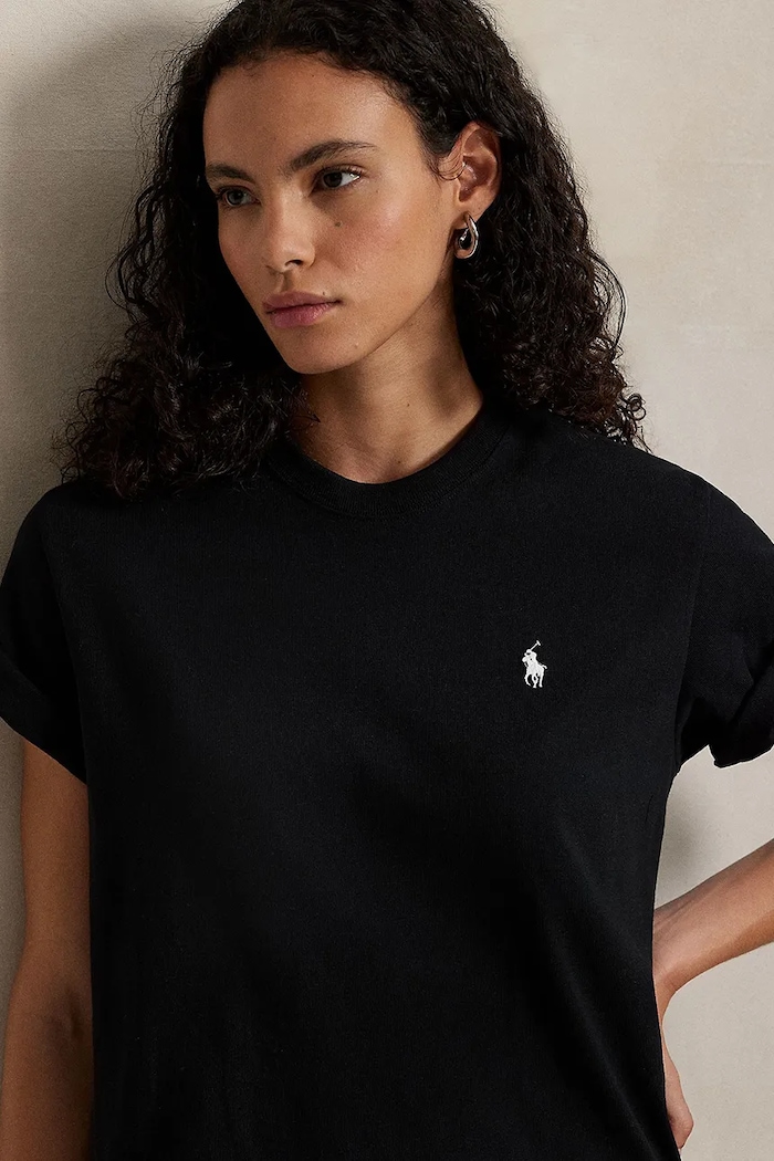 Βαμβακερό φόρεμα Polo Ralph Lauren 211971066 μαύρο