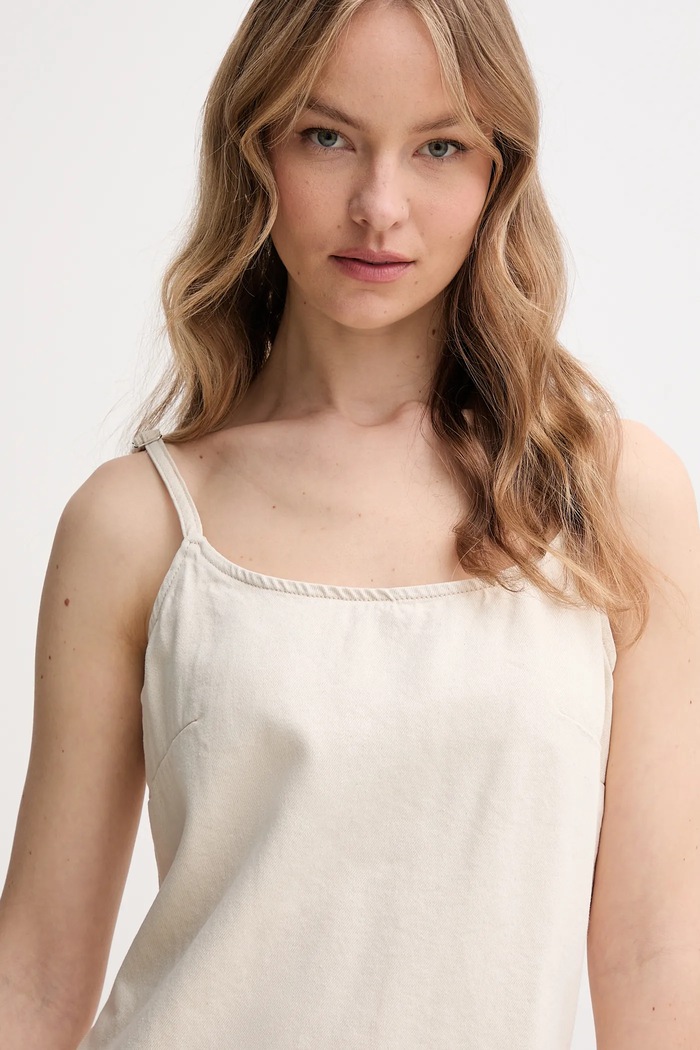 Haljina s dodatkom lana Calvin Klein Jeans bež J20J225168
