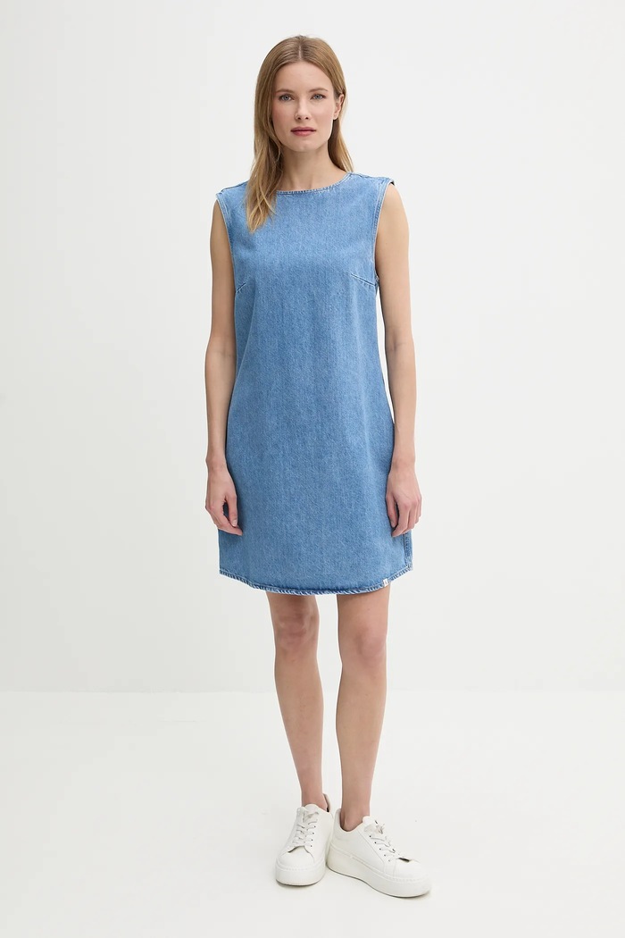Rifľové šaty Calvin Klein Jeans J20J225170 modrá SS25