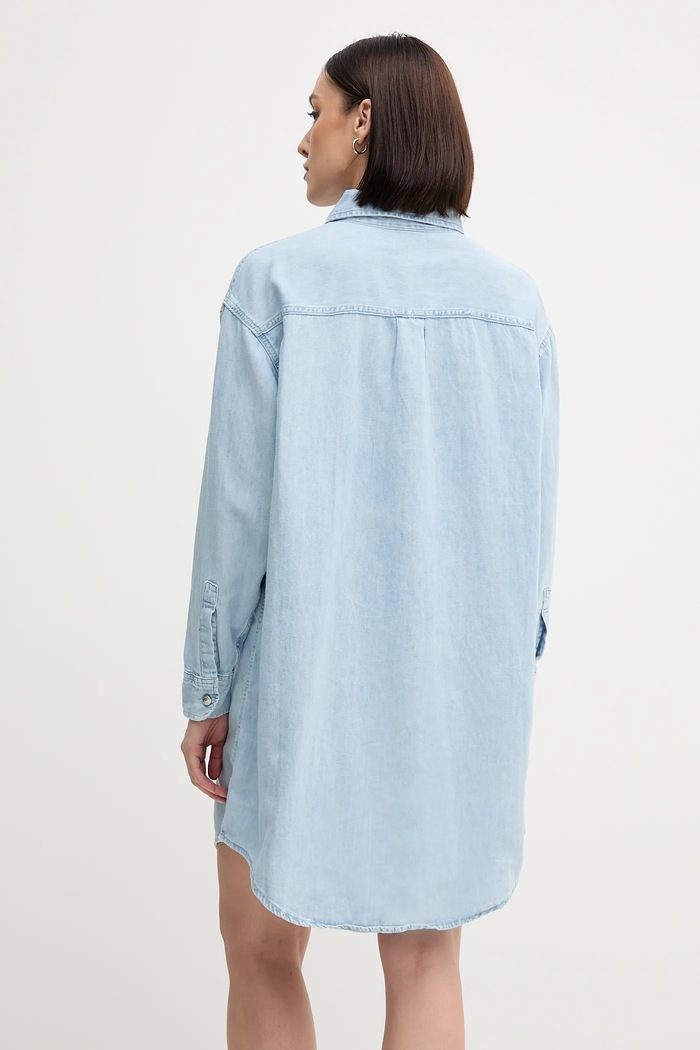 Ruházat Calvin Klein Jeans ruha vászonkeverékből J20J225172 kék