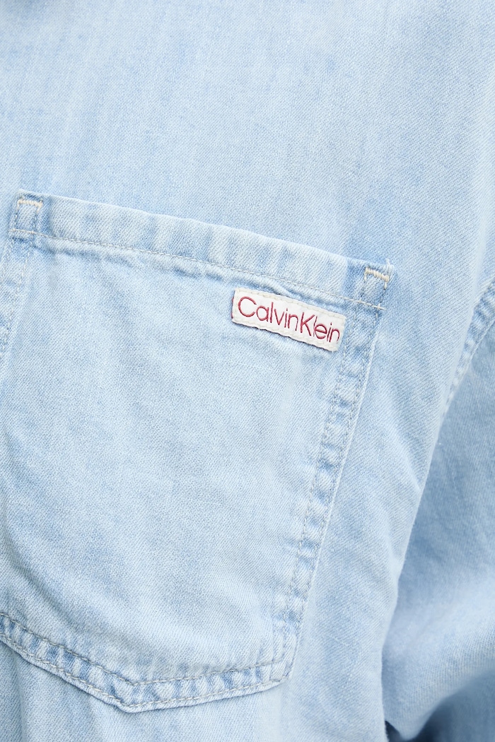Calvin Klein Jeans ruha vászonkeverékből J20J225172 kék