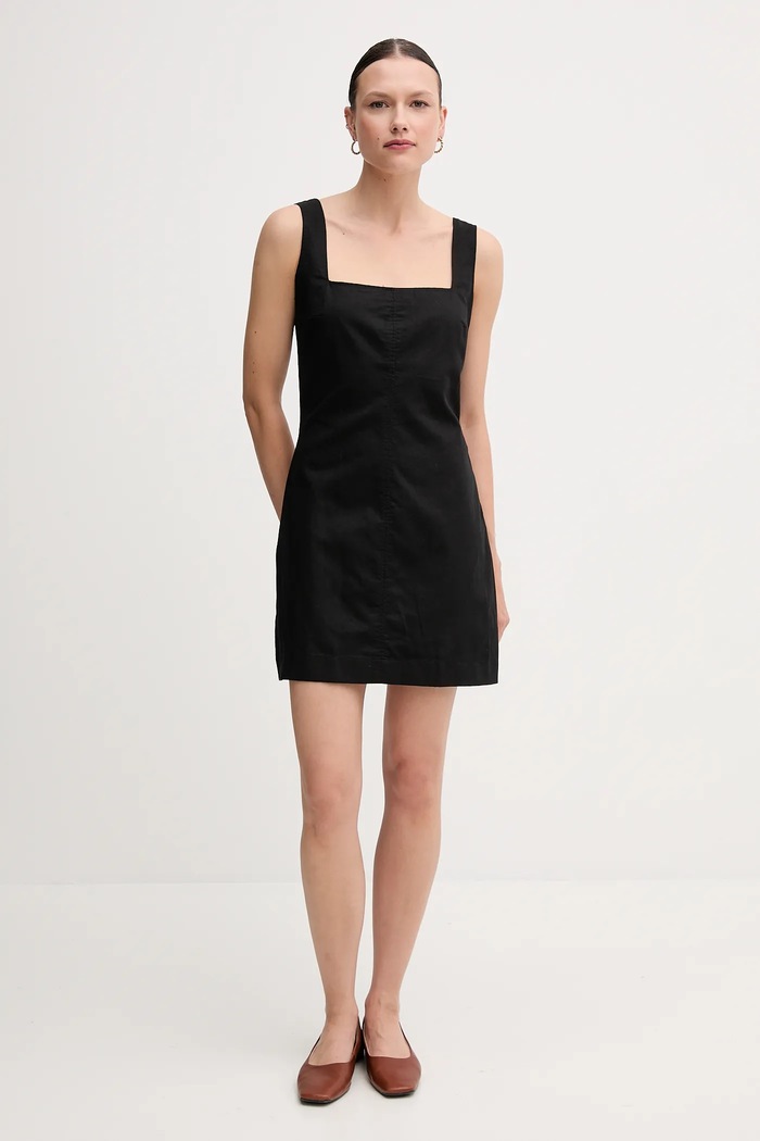 Šaty s prímesou ľanu Calvin Klein Jeans J20J225277 čierna SS25