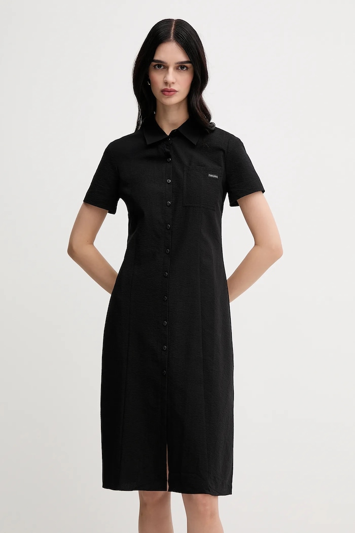 Calvin Klein Jeans gyerek pamutruha gombolós fekete J20J225299