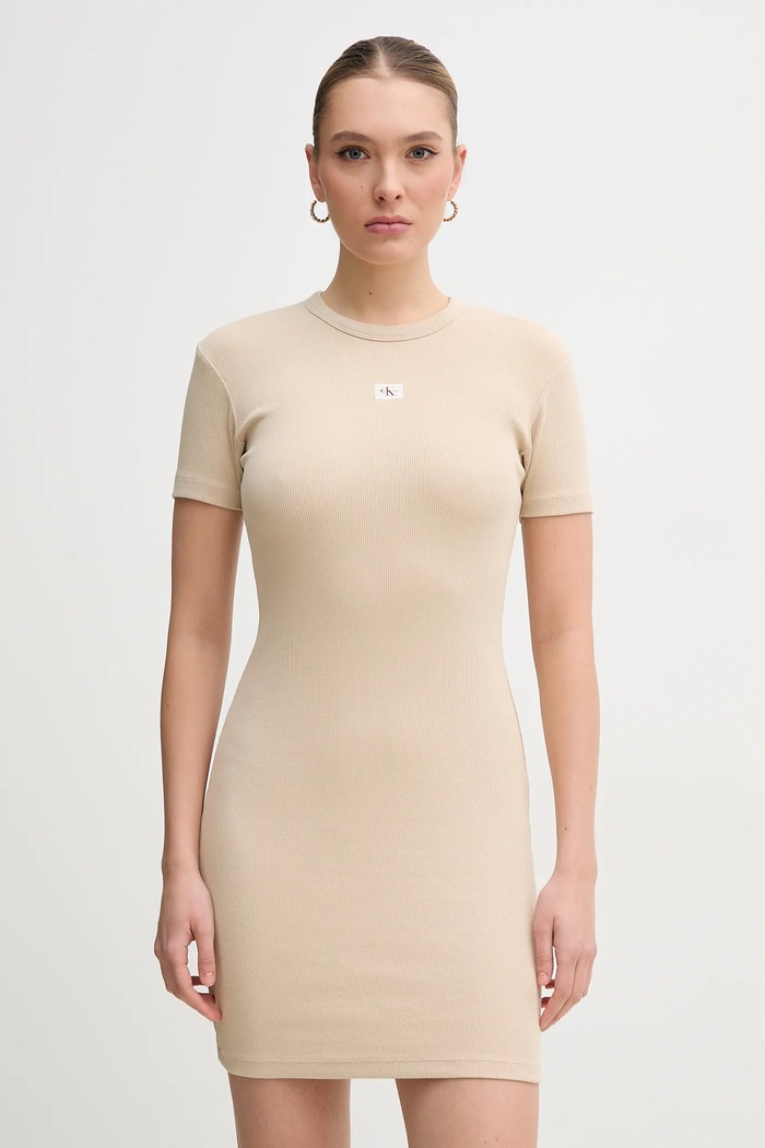 Haljina Calvin Klein Jeans Planet friendly bež J20J225265
