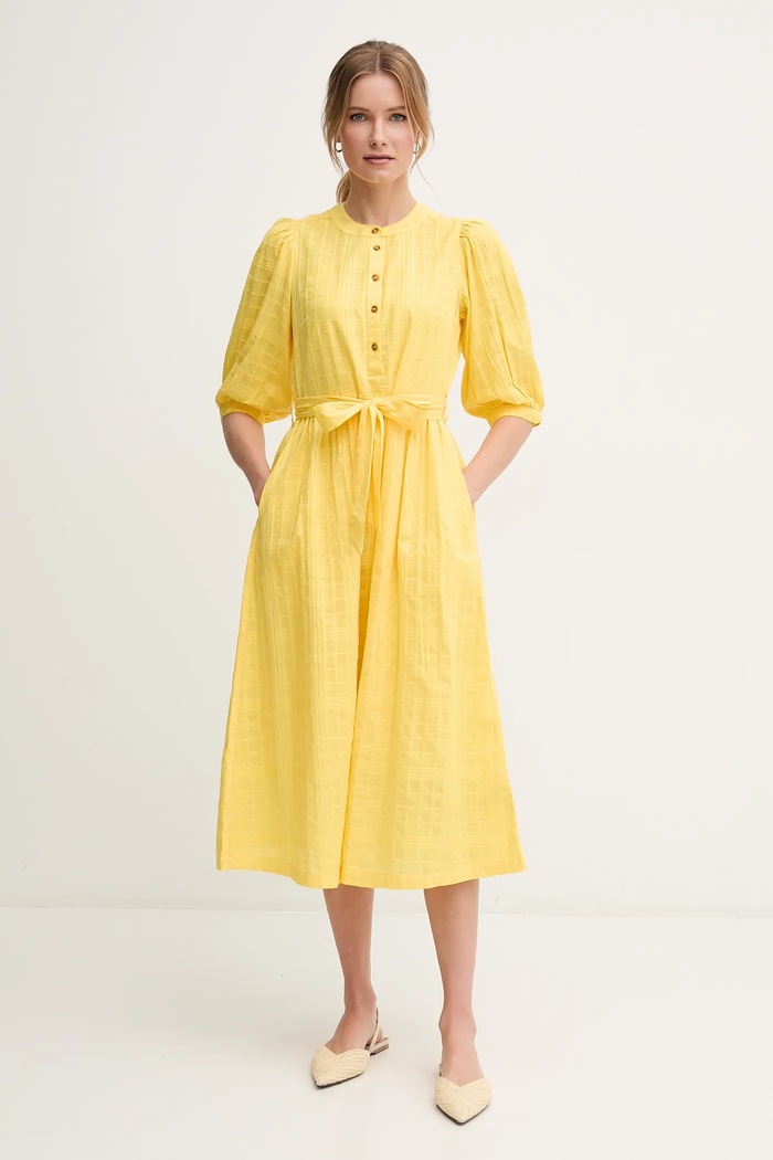 Odzież Barbour sukienka bawełniana Heidi LDR0893YE32 żółty