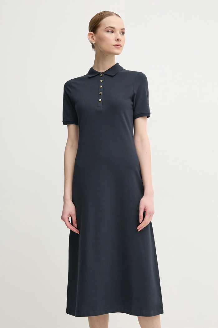 Barbour rochie Celeste cu guler bleumarin LDR0917