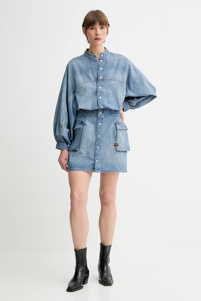 G-Star rochie din denim D26286.D539 albastru SS25