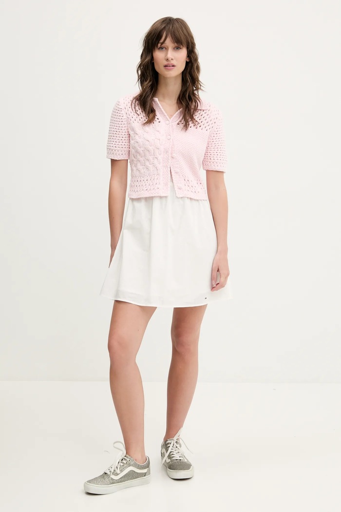 Pamučna haljina Tommy Jeans DW0DW21334 bijela SS25