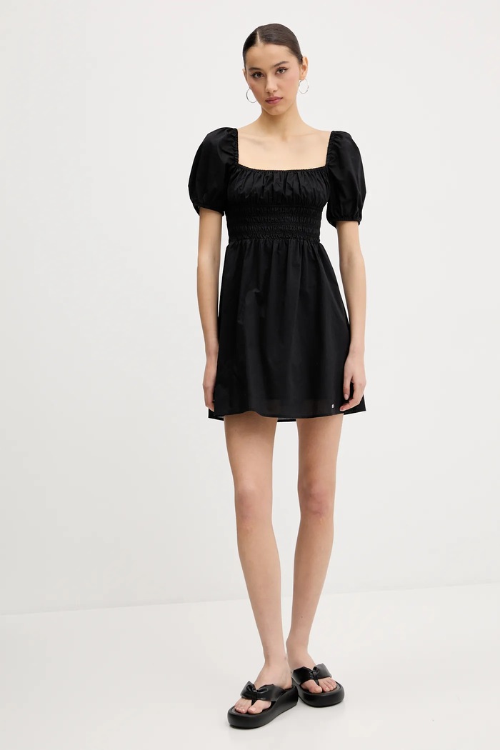 Памучна рокля Tommy Jeans DW0DW21334 черен SS25