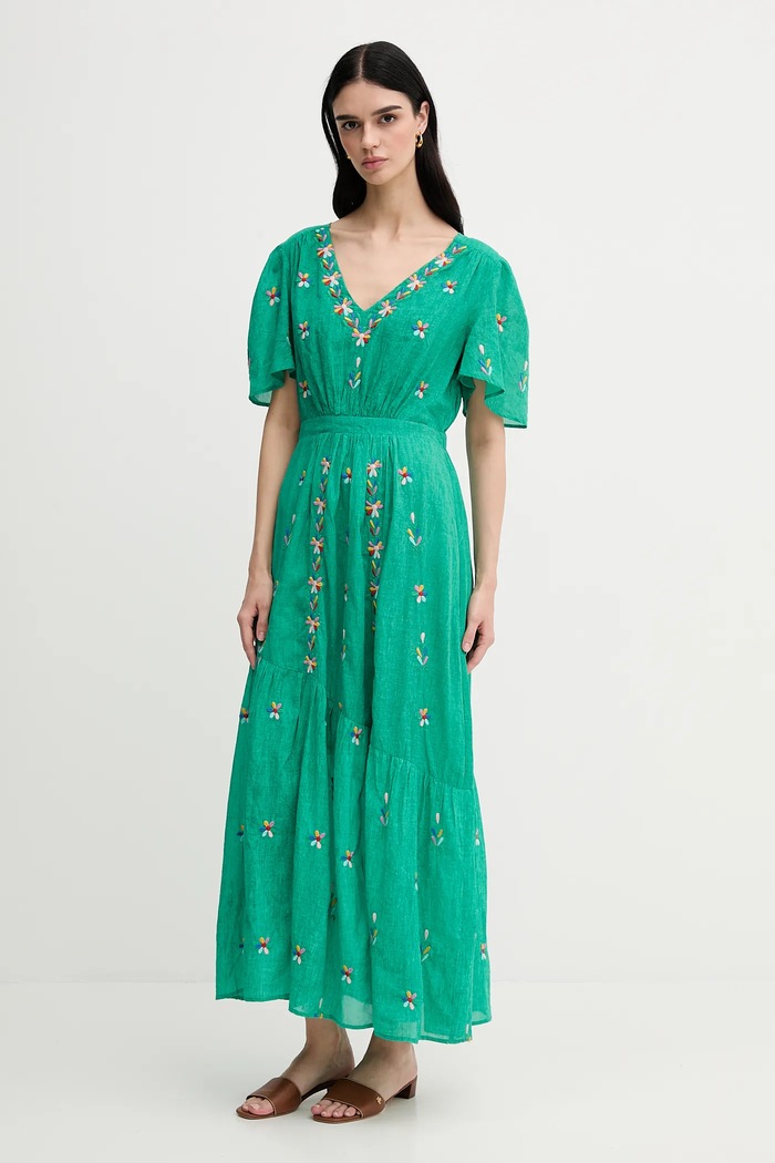 La Petite Française vestito in cotone RACHELE PFRACHELE verde SS25