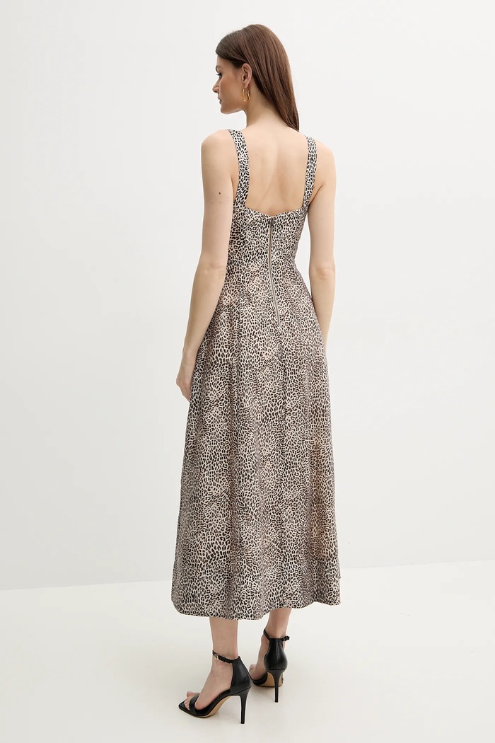 Рокля с лен Bardot LILAH 58546DB9 бежов SS25