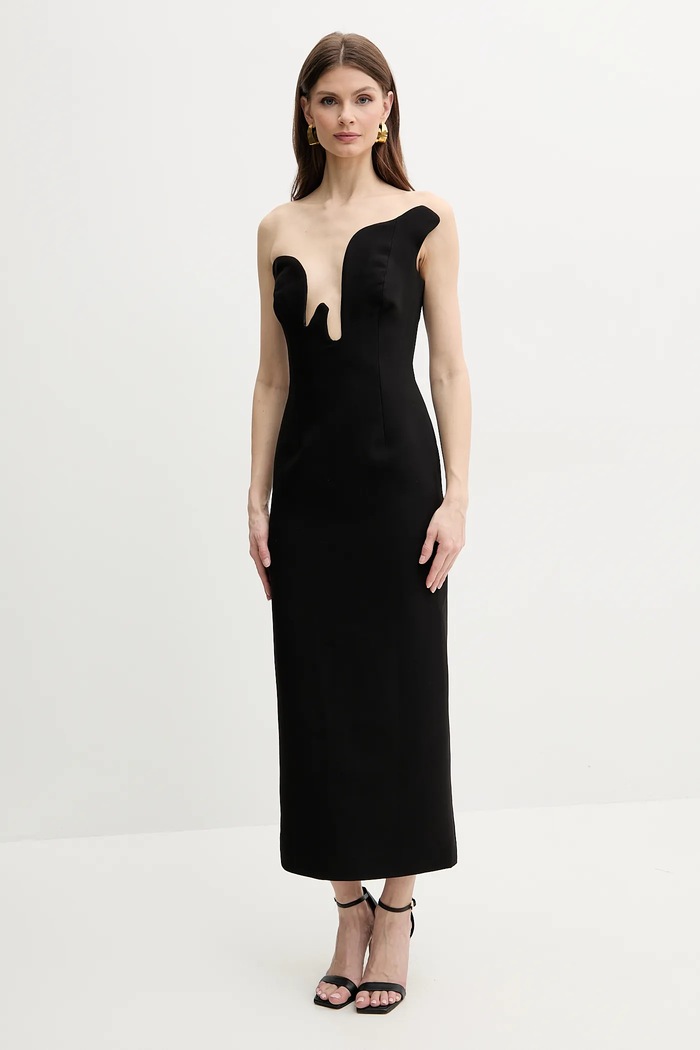 Bardot sukienka ROSALYN midi czarny 59733DB