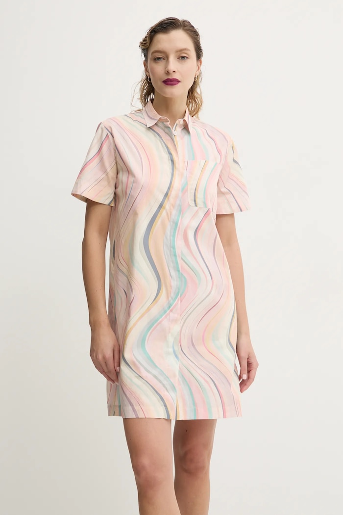 Bavlnené šaty PS Paul Smith bavlna béžová W2R.649D.P31281