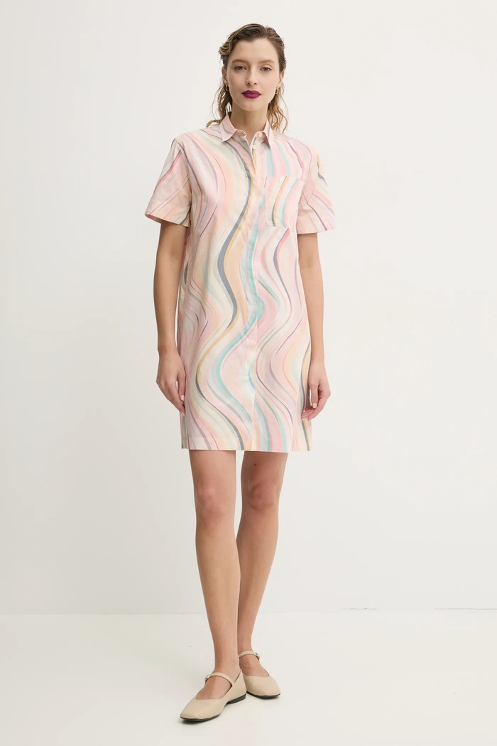 Bavlnené šaty PS Paul Smith W2R.649D.P31281 béžová SS25