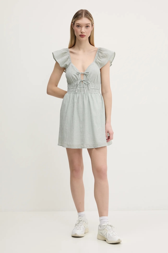 Памучна рокля Hollister Co. KI359.5054.109 зелен SS25
