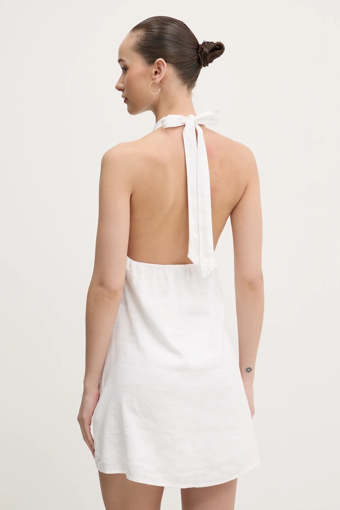 Odzież Hollister Co. sukienka lniana KI359.5067.100 biały