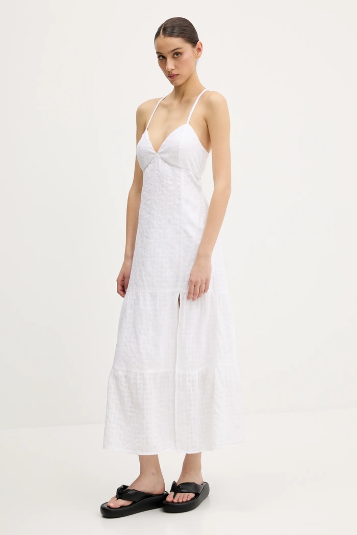 Bavlnené šaty Hollister Co. KI359.5079.100 biela SS25