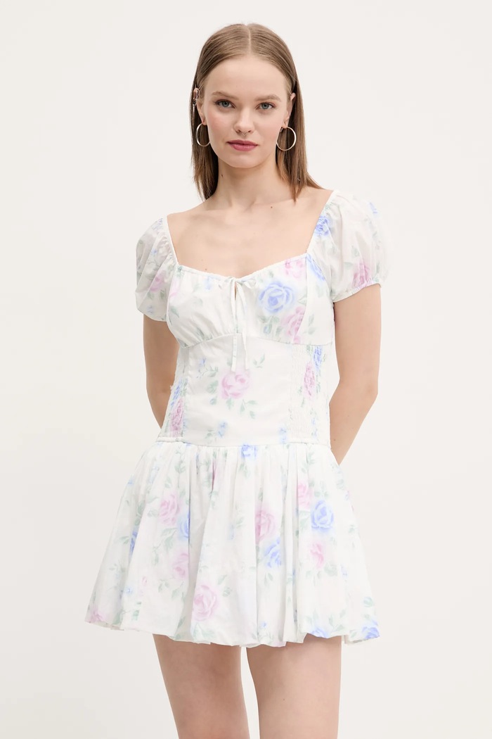 Bavlnené šaty Hollister Co. bavlna biela KI359.5083.109