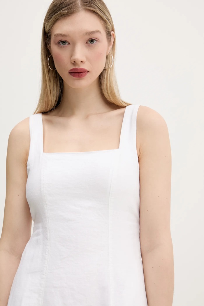 Lněné šaty Hollister Co. bílá KI359.5264.100