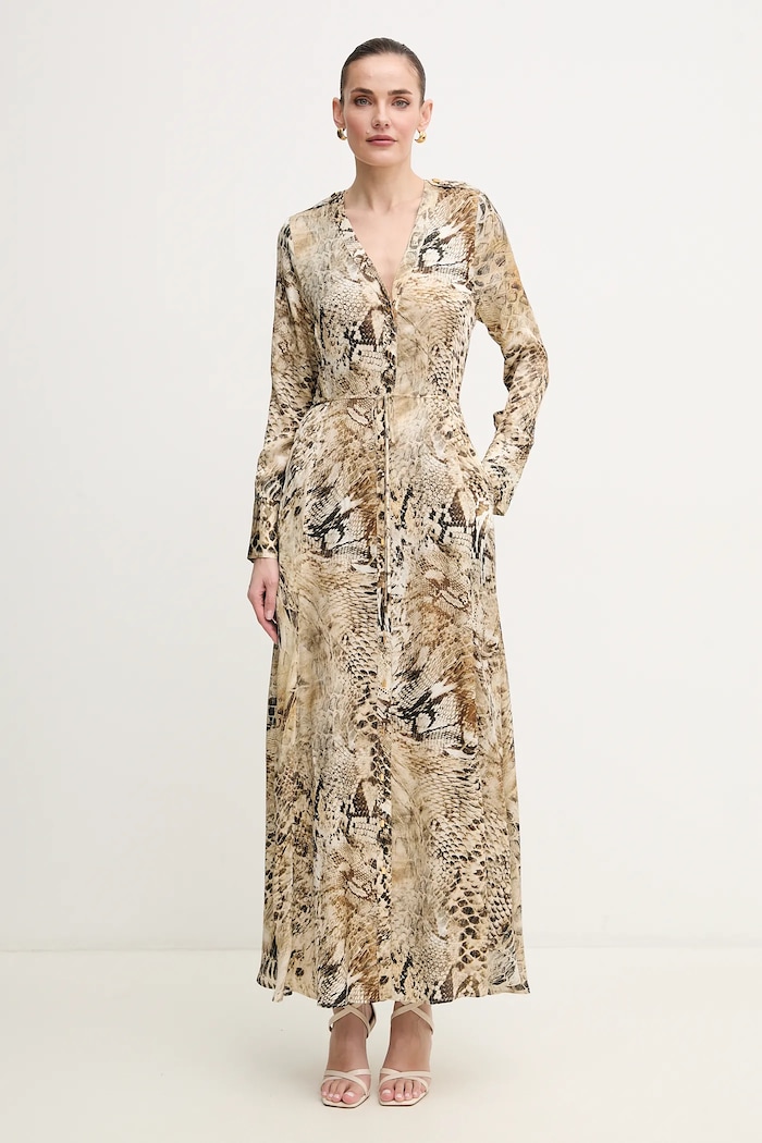 Obleka Marciano by Guess GISELLE 5GGK08.7298A bež SS25