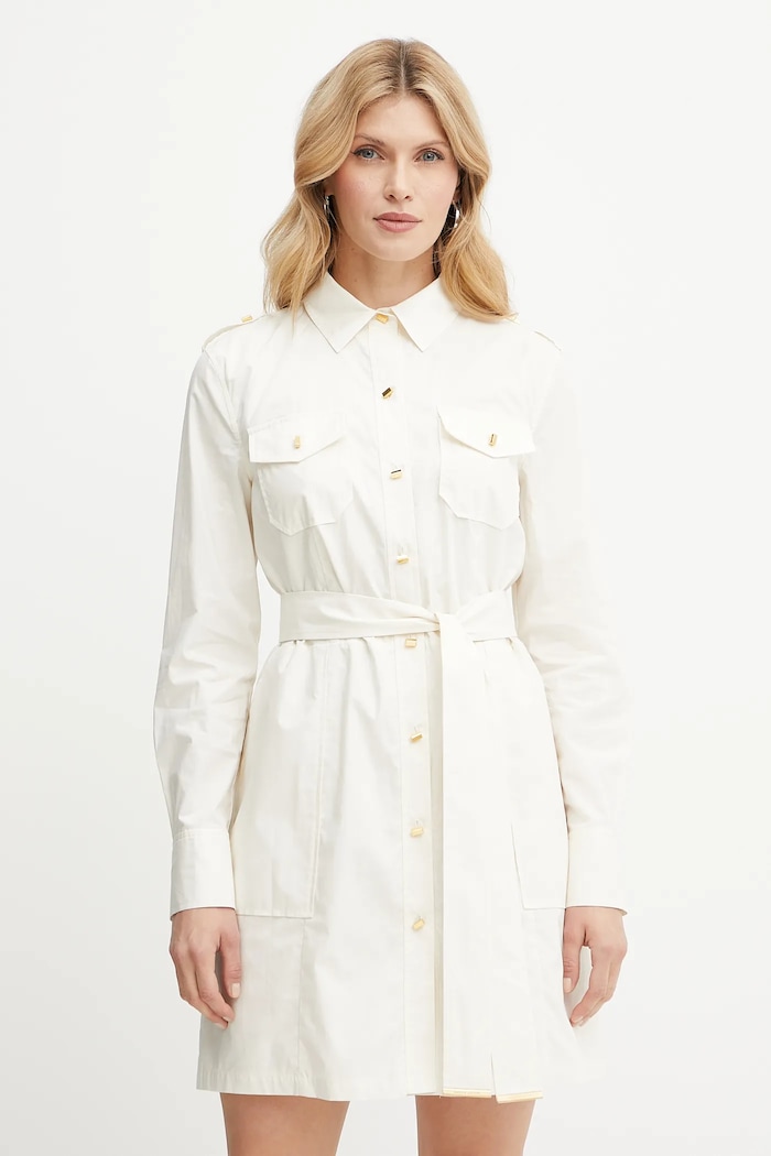 Marciano by Guess sukienka PAT bawełna beżowy 5GGK42.7315A