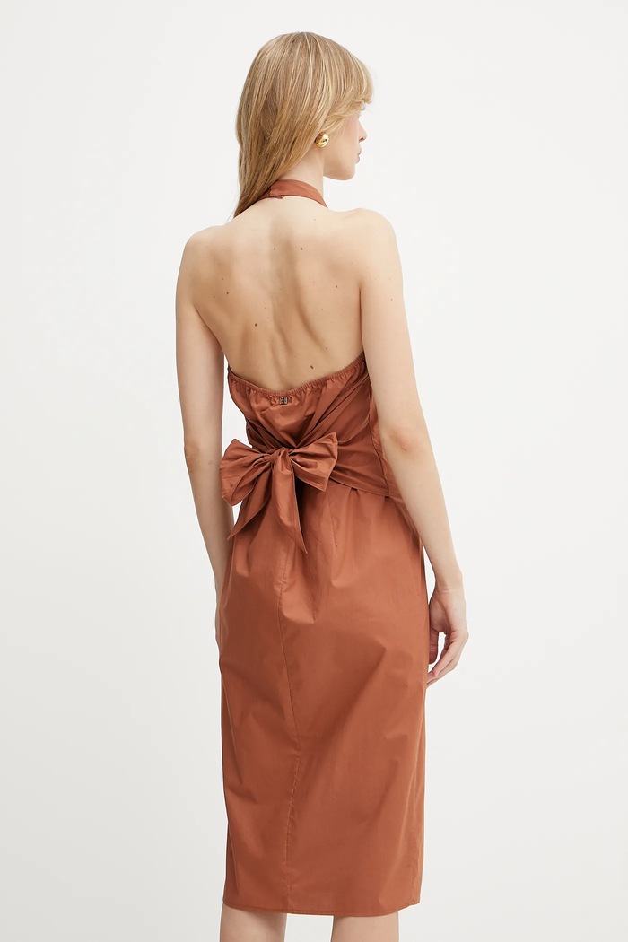 Odzież Marciano by Guess sukienka bawełniana PAT 5GGK43.7315A brązowy