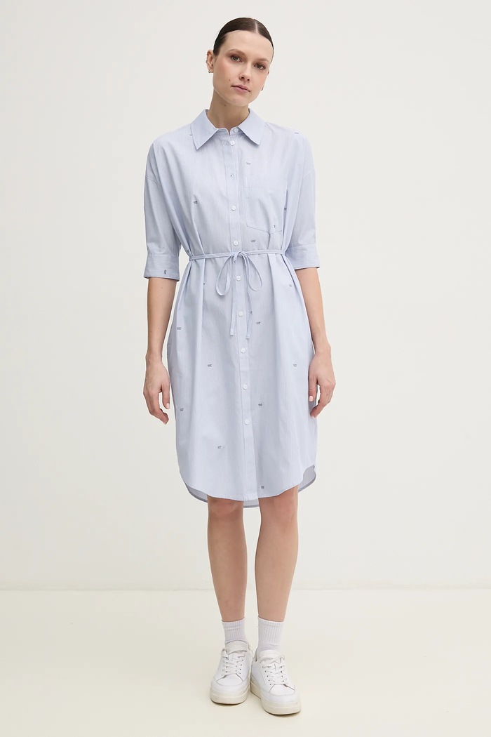 Joop! rochie din bumbac fixat albastru 30046173
