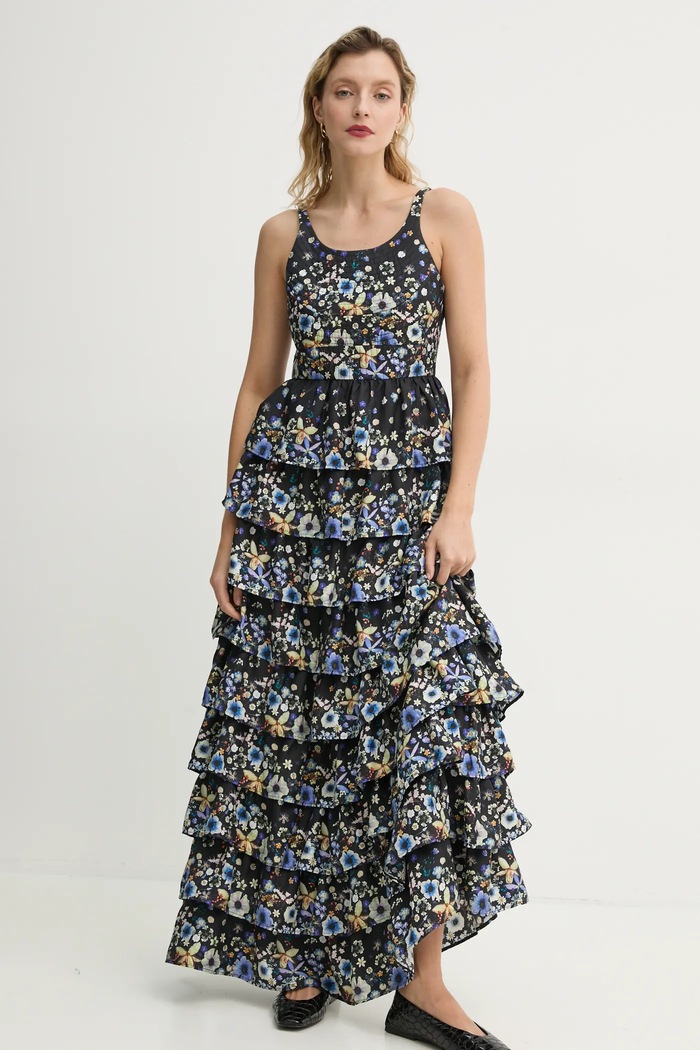 MUNTHE vestito in seta FRUMA maxi nero 251134025118