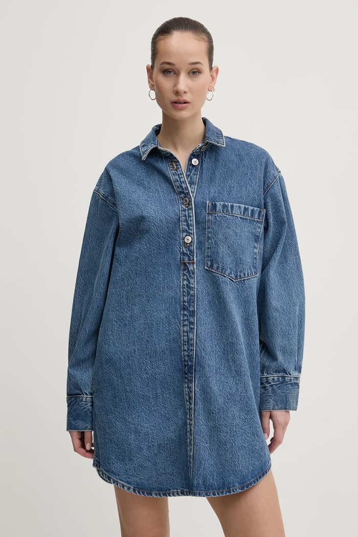 Rifľové šaty Abercrombie & Fitch rifľovina modrá KI159.5496.278