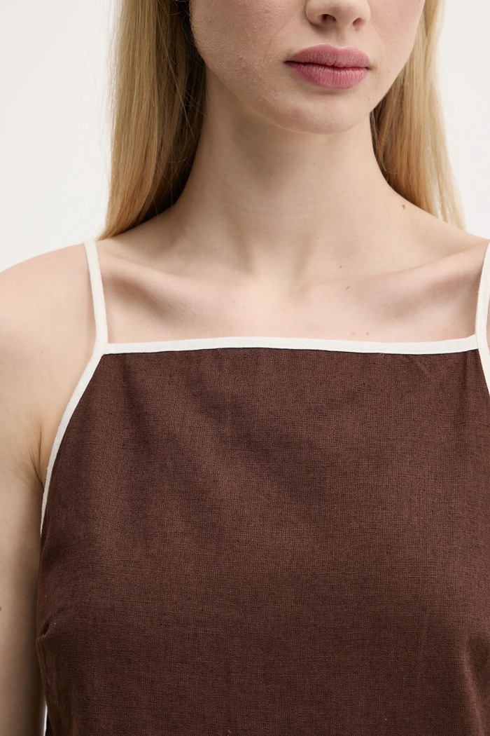 Ľanové šaty Abercrombie & Fitch KI159.5662.480 hnedá