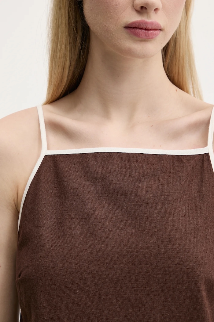 Ľanové šaty Abercrombie & Fitch KI159.5662.480 hnedá