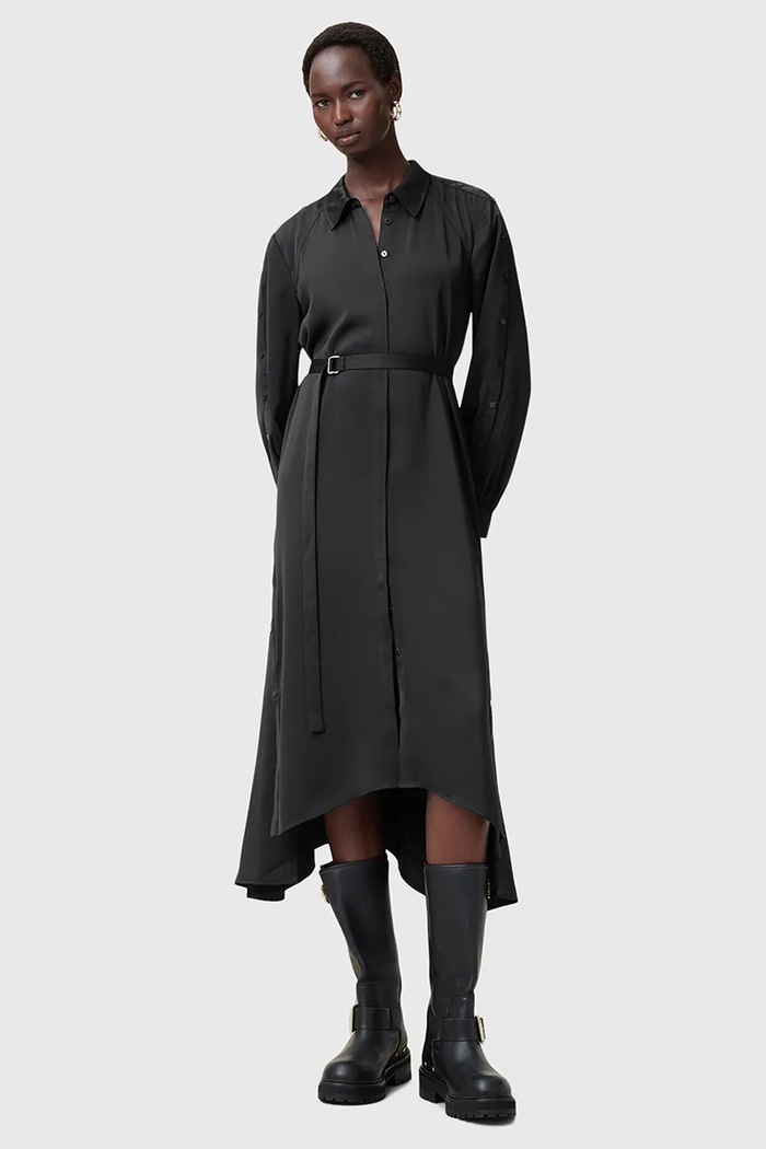 Šaty AllSaints LEXI midi černá W036DC